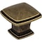 Jeffrey Alexander 1-3/16" Overall Length Lightly Distressed Antique Brass Square Milan 1 Cabinet Knob 1091AEM - alternate 1